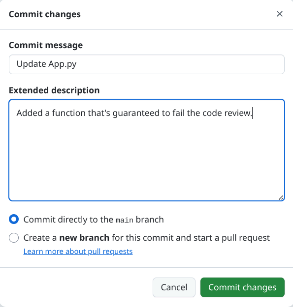 Committing the change